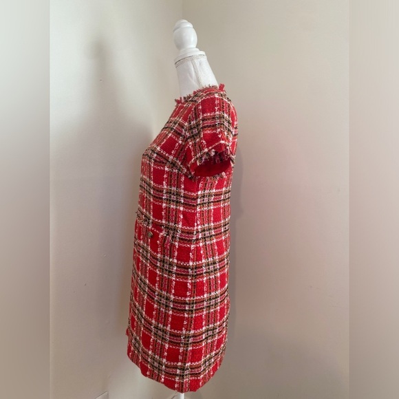 ✨⚡️💥Ann Taylor Petite Plaid Tweed Pocket Shift Dress Size 2P - Picture 4 of 9